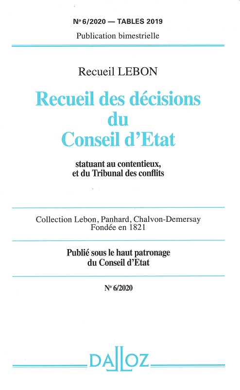 RECUEIL DES DECISIONS DU CONSEIL D'ETAT