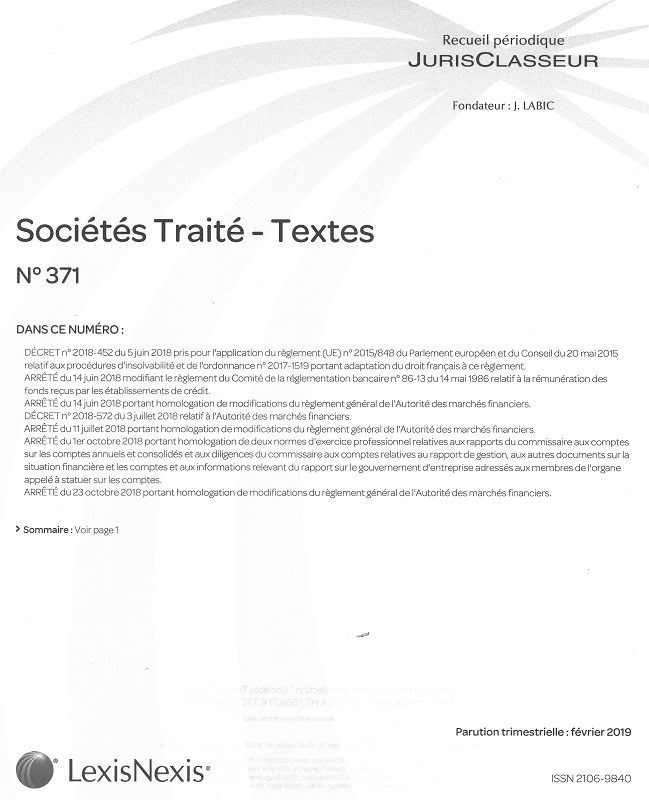 JURIS CLASSEUR SOCIETES TRAITE TEXTES