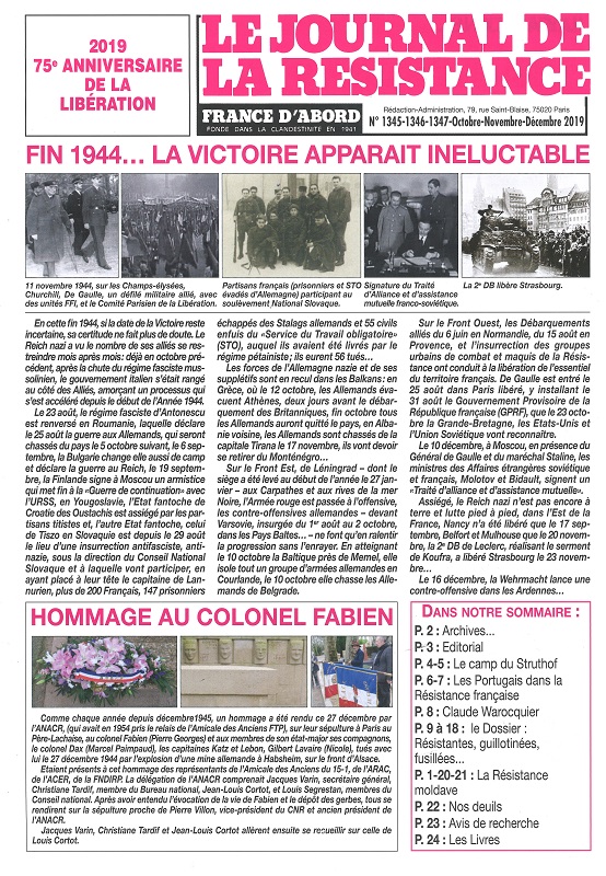 JOURNAL DE LA RESISTANCE - FRANCE D'ABORD